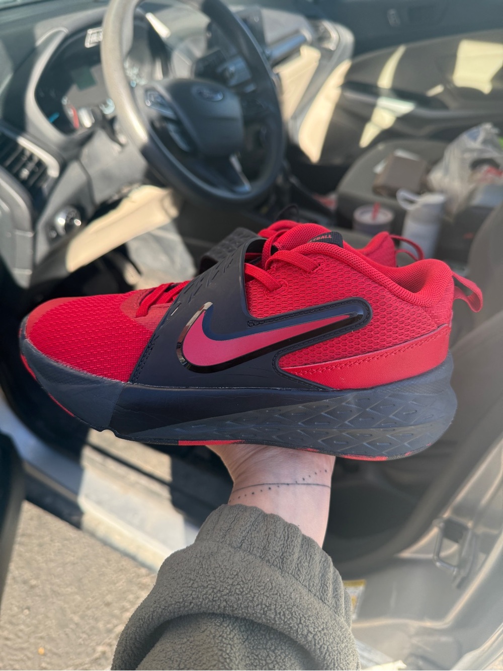 Nike Kids Team Hustle D 12 Basketball Shoes - Red/Black | Size 3Y | HF6280-602